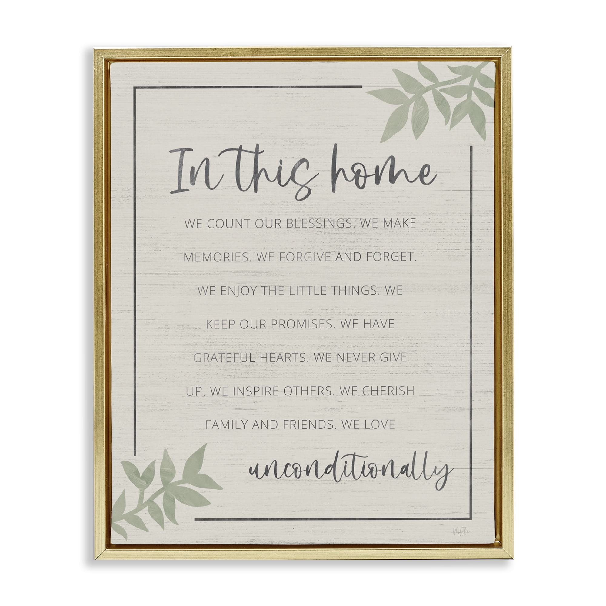 Stupell Industries We Love Unconditionally Gold Framed Floater Canvas Wall Art, design by Natalie Carpentieri