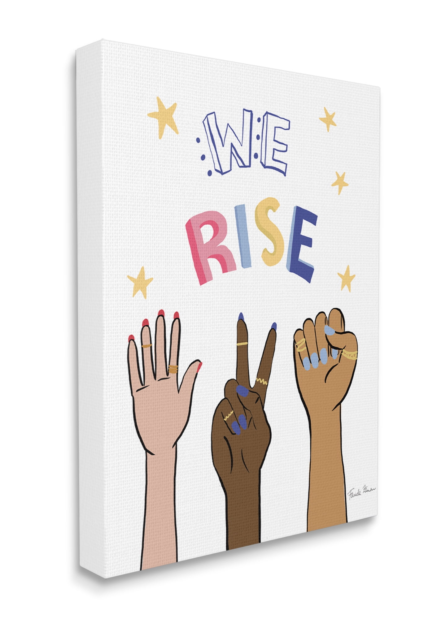 Stupell Industries We Rise Phrase Playful Text Female Hands Raised Canvas Wall Art, 30 x 40, Design by Farida Zaman