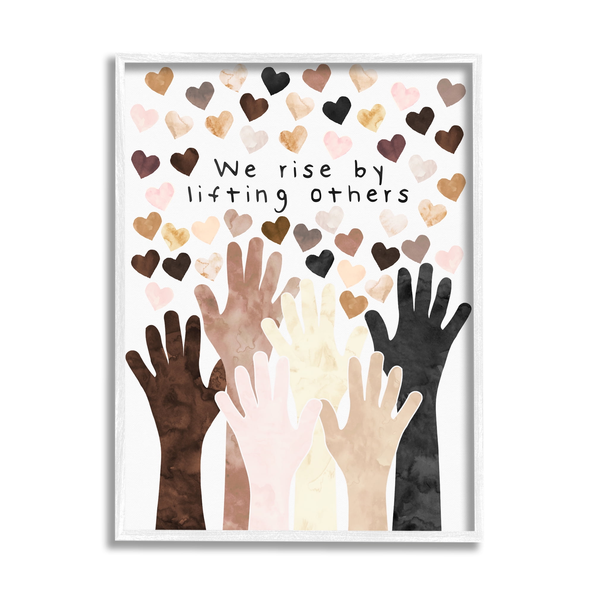 Stupell Industries We Rise by Lifting Others Quote Hands Hearts, 16 x 20,Design by Erica Billups