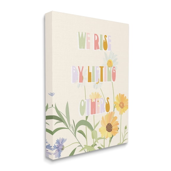Stupell Industries We Rise by Lifting Others Quote Soft Spring Florals Botanical & Floral Painting Gallery Wrapped Canvas Art Print Wall Art, 30 x 40