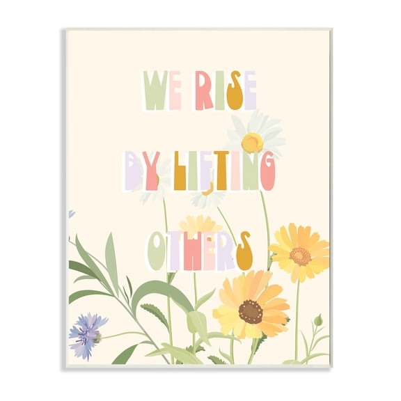 Stupell Industries We Rise by Lifting Others Quote Soft Spring Florals Botanical & Floral Painting Unframed Art Print Wall Art, 10 x 15
