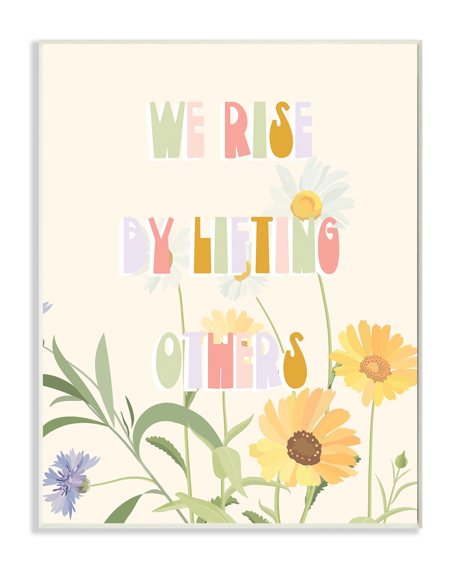 Stupell Industries We Rise by Lifting Others Quote Soft Spring Florals Botanical & Floral Painting Unframed Art Print Wall Art, 13 x 19