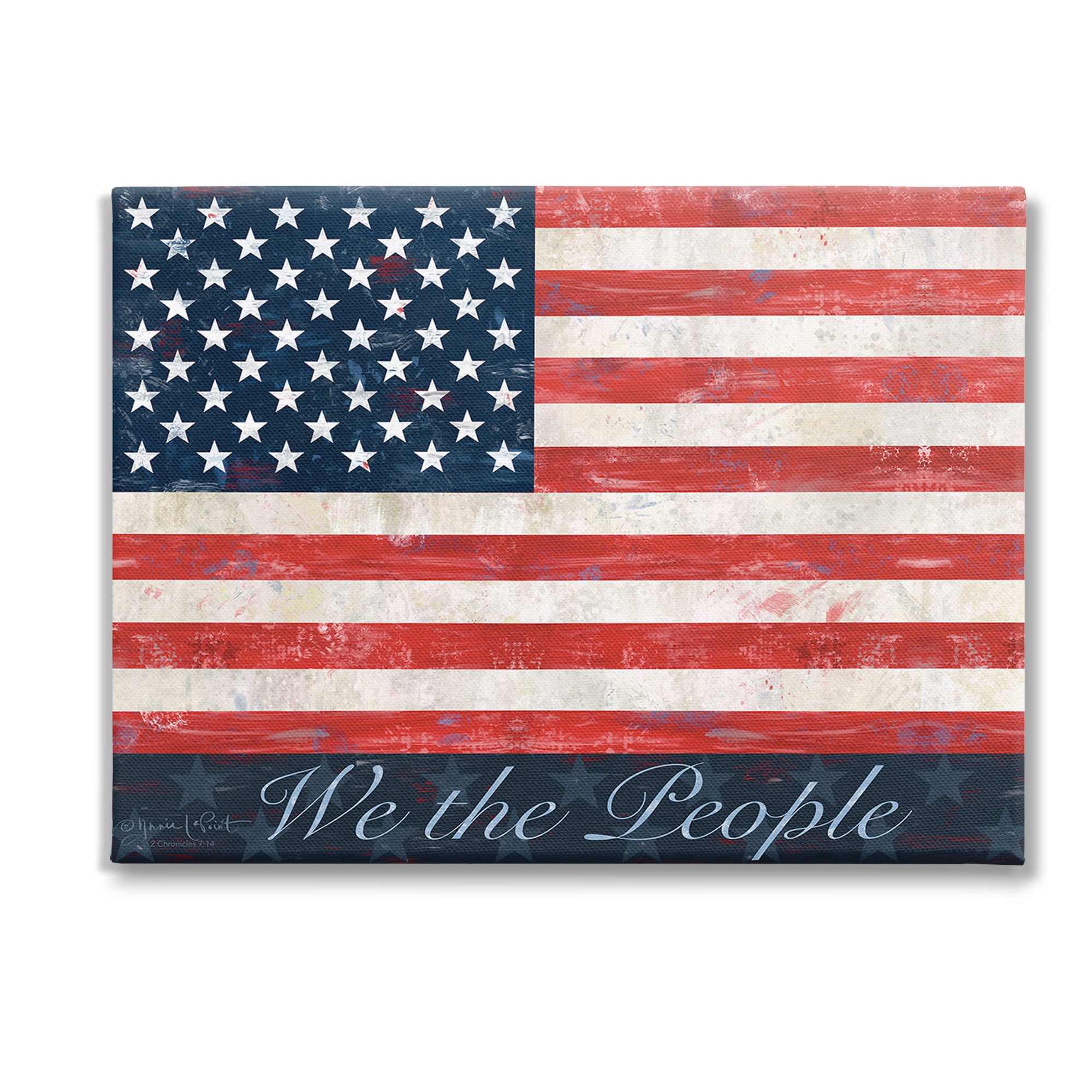 Stupell Industries We The People Flag Typography Painting Gallery Wrapped Canvas Art Print Wall Art, 48 x 36