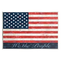 Stupell Industries We The People Flag Typography Painting Unframed Art Print Wall Art, 15 x 10