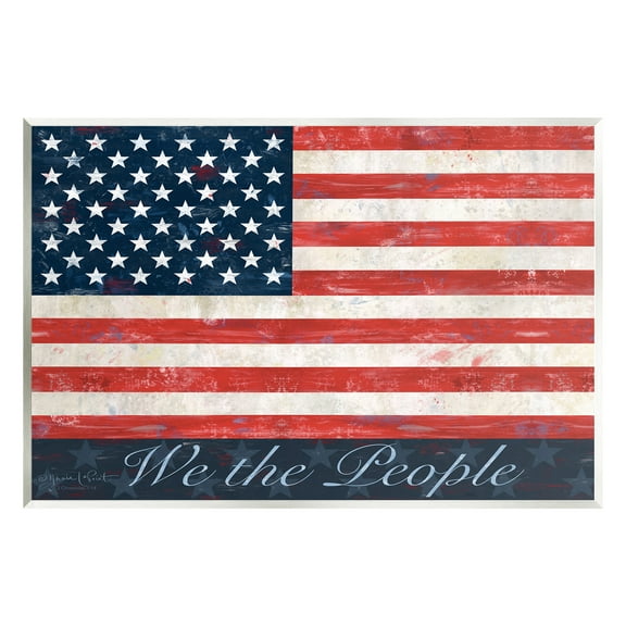 Stupell Industries We The People Flag Typography Painting Unframed Art Print Wall Art, 15 x 10