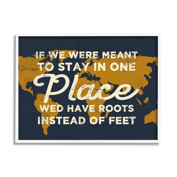 Stupell Industries We'd Have Roots Encouraging Travel World Map Sign,14 x 11, Design by Daphne Polselli