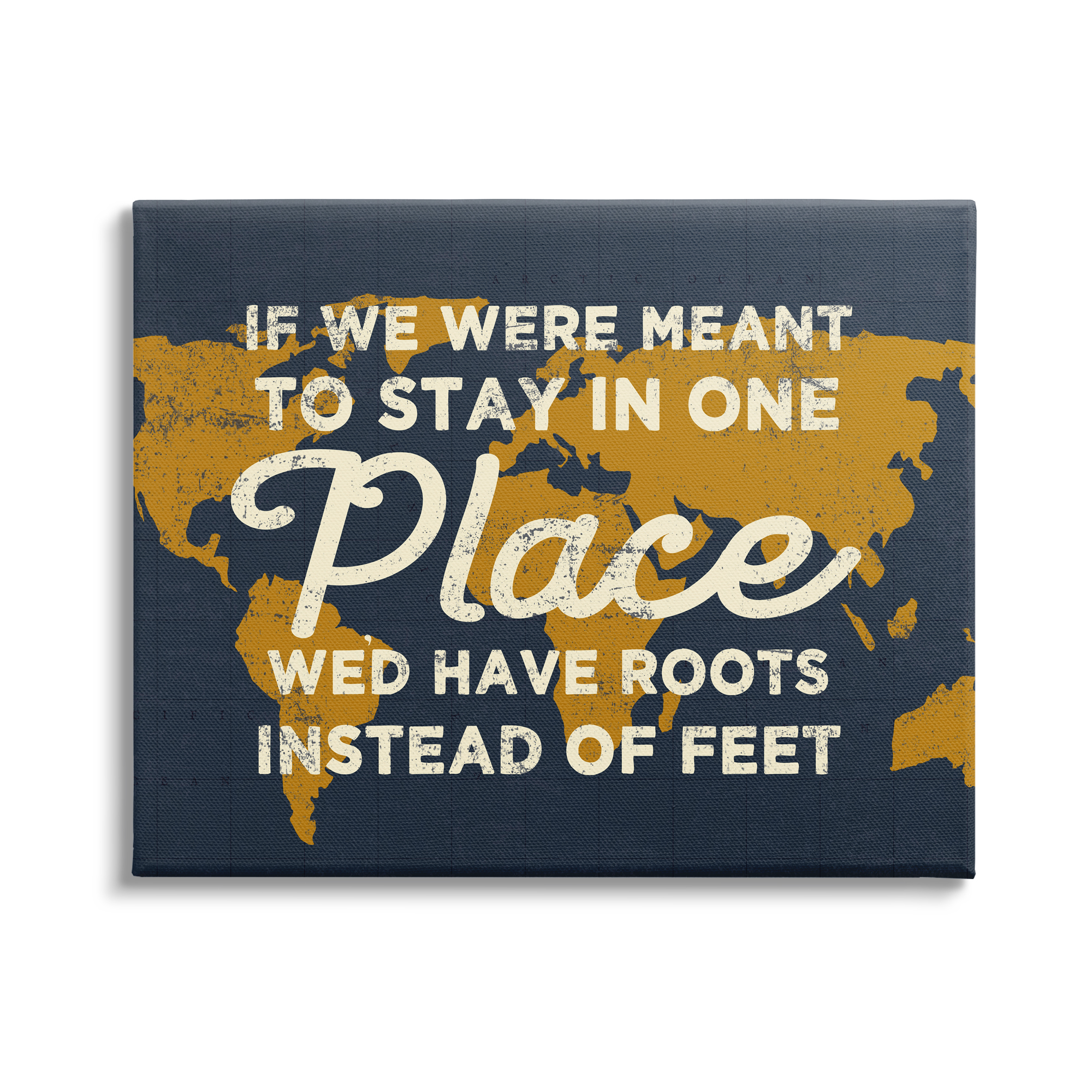 Stupell Industries We'd Have Roots Encouraging Travel World Map Sign,48 x 36, Design by Daphne Polselli