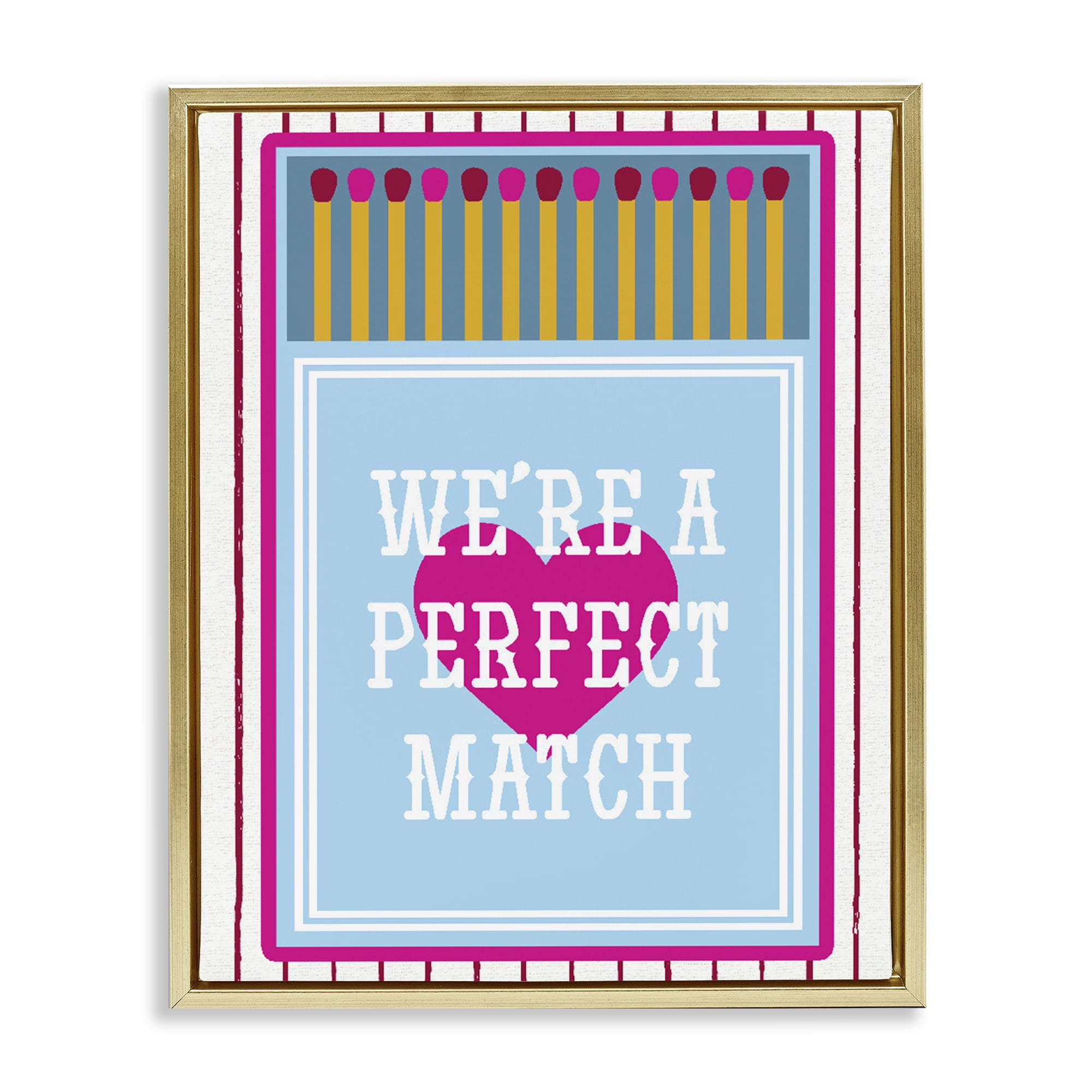 Stupell Industries We're A Perfect Match Gold Framed Floater Canvas Wall Art, design by Lil' Rue
