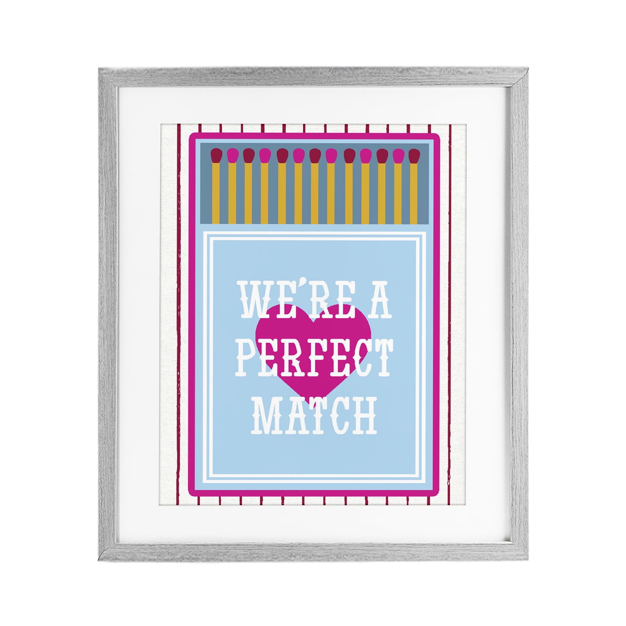 Stupell Industries We're A Perfect Match Gray Framed Print Under Glass, design by Lil' Rue