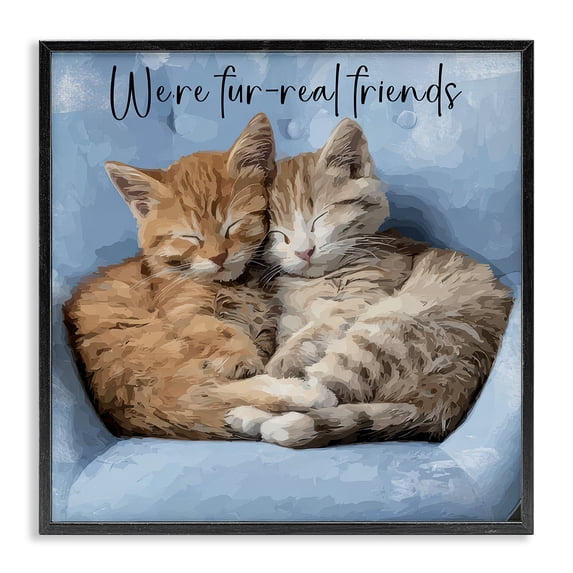 Stupell Industries Cottage We're Fur-Real Friends Black Framed Giclee Art, 12 x 12, by Kim Curinga