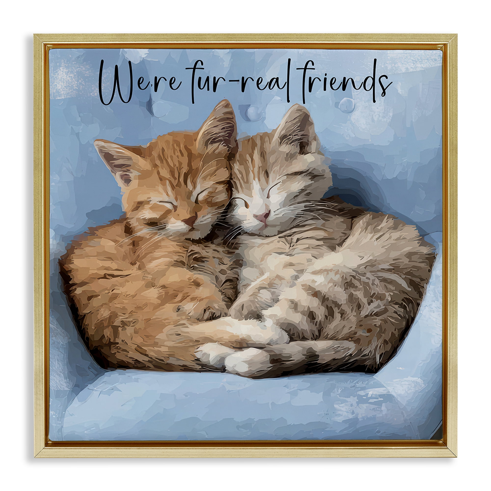 Stupell Industries We're Fur-Real Friends Gold Framed Floater Canvas Wall Art, design by Kim Curinga