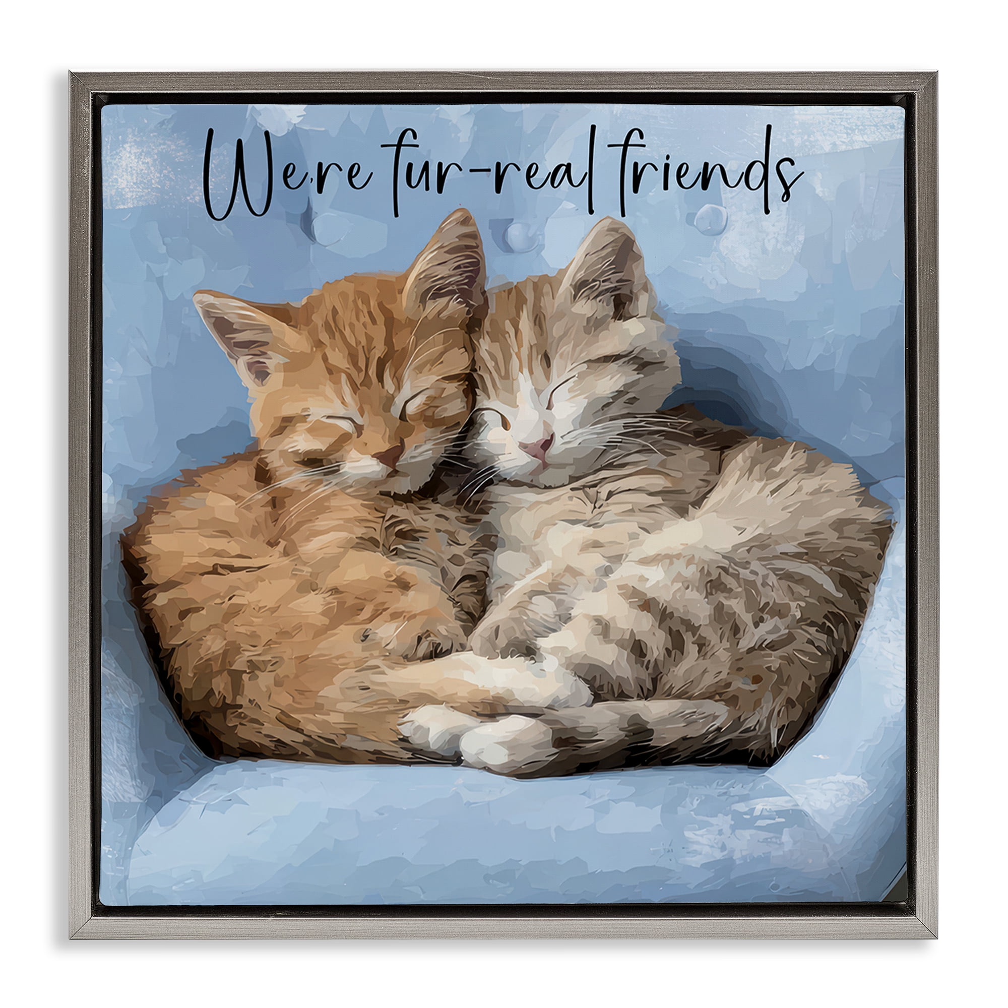 Stupell Industries We're Fur-Real Friends Gray Framed Floater Canvas Wall Art, design by Kim Curinga