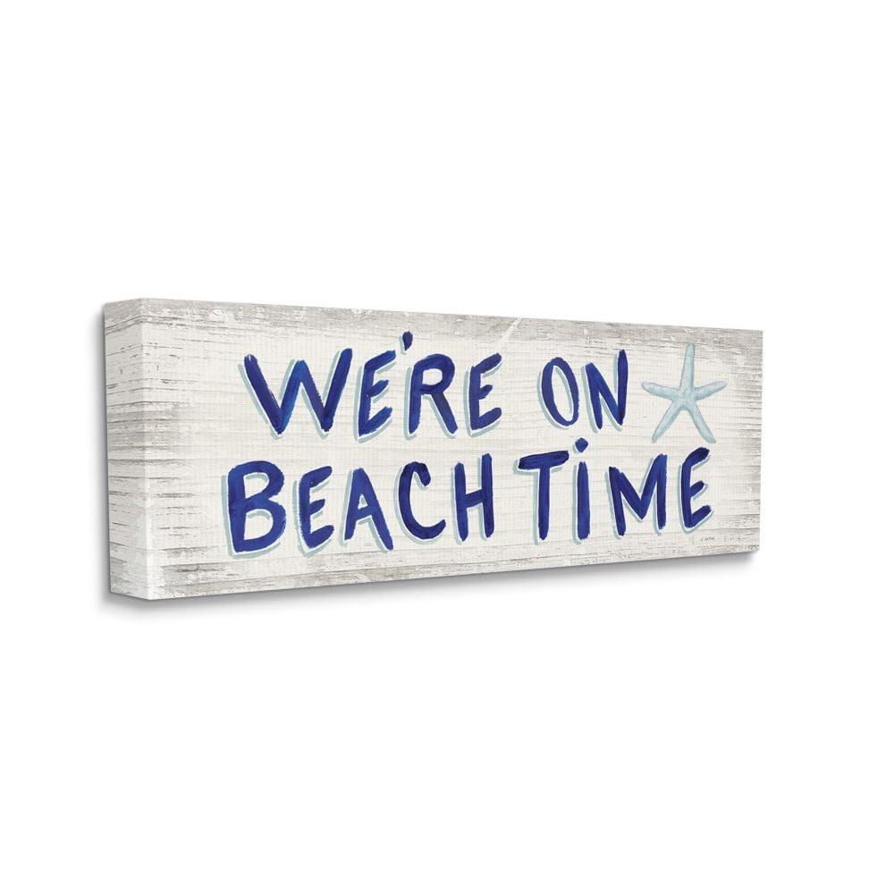Stupell Industries We're on Beach Time Starfish Blue Word Design Canvas Wall Art Design by James Wiens, 17" x 40"