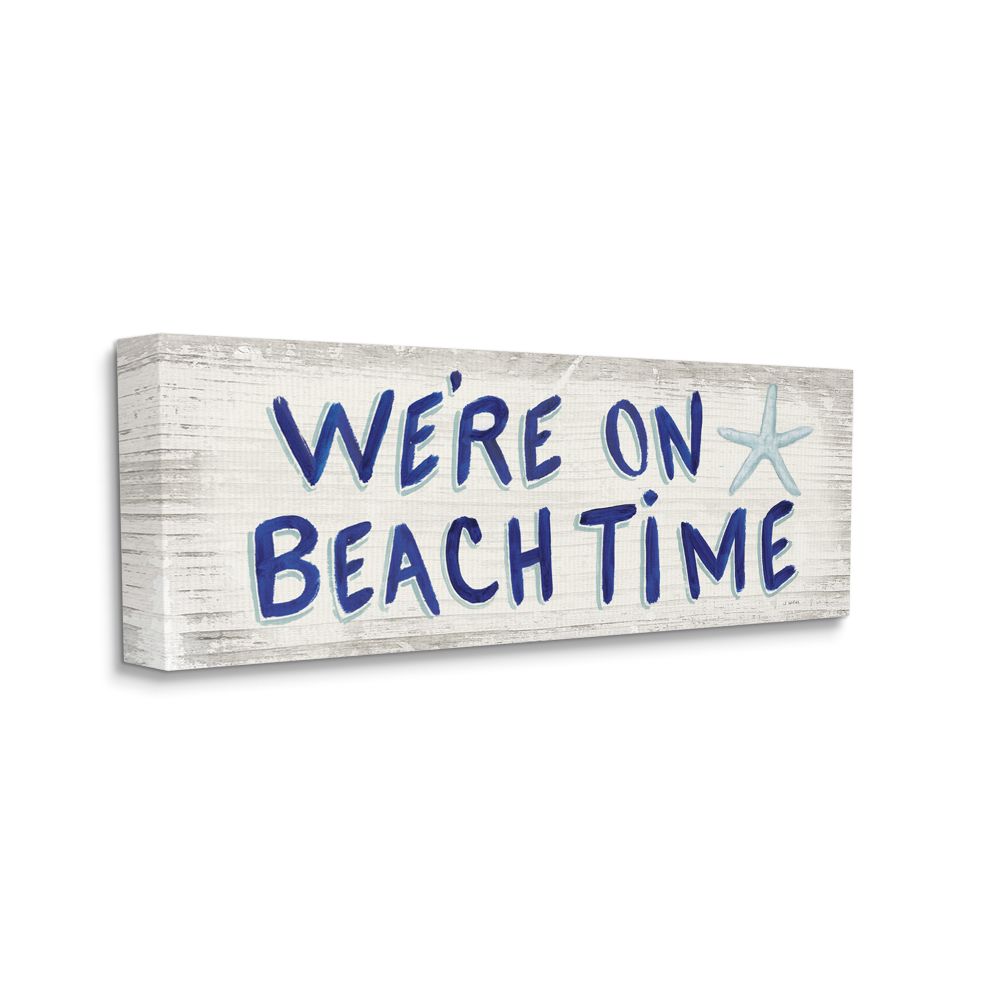 Stupell Industries We're on Beach Time Starfish Blue Word Design Canvas Wall Art Design by James Wiens, 20" x 48"