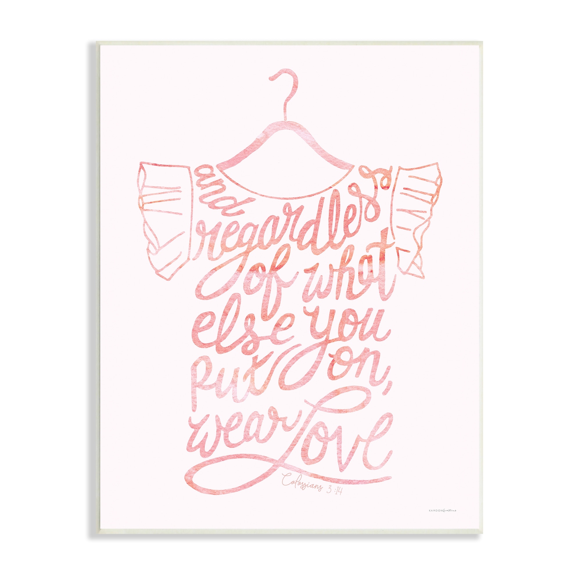Stupell Industries Wear Love Fashion Calligraphy Religious Inspirational Quote Graphic Art Unframed Art Print Wall Art, Design by Kamdon Kreations