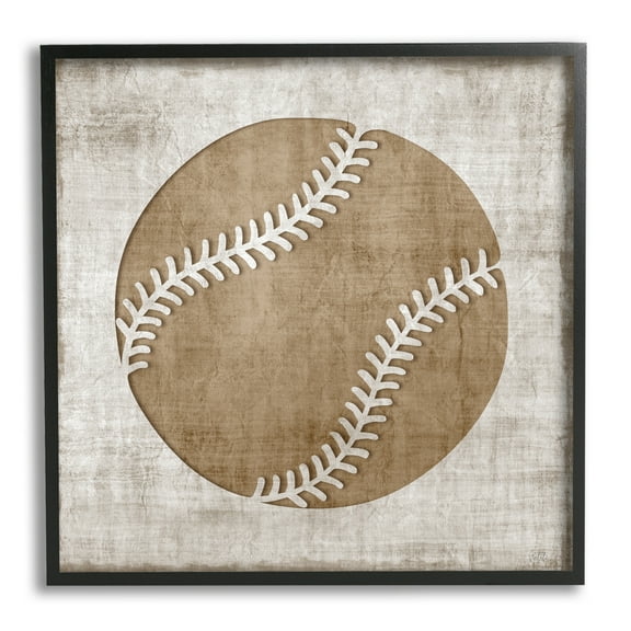 Stupell Industries Weathered Baseball Silhouette Shape Rustic Sports Sign Graphic Art Black Framed Art Print Wall Art, Design by Natalie Carpentieri