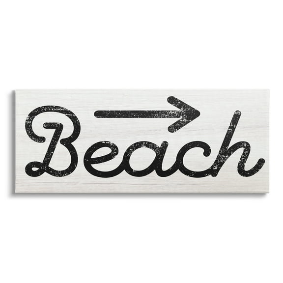 Stupell Industries Weathered Beach Direction Sign Rustic Arrow Symbol Graphic Art Gallery Wrapped Canvas Print Wall Art, Design by Daphne Polselli
