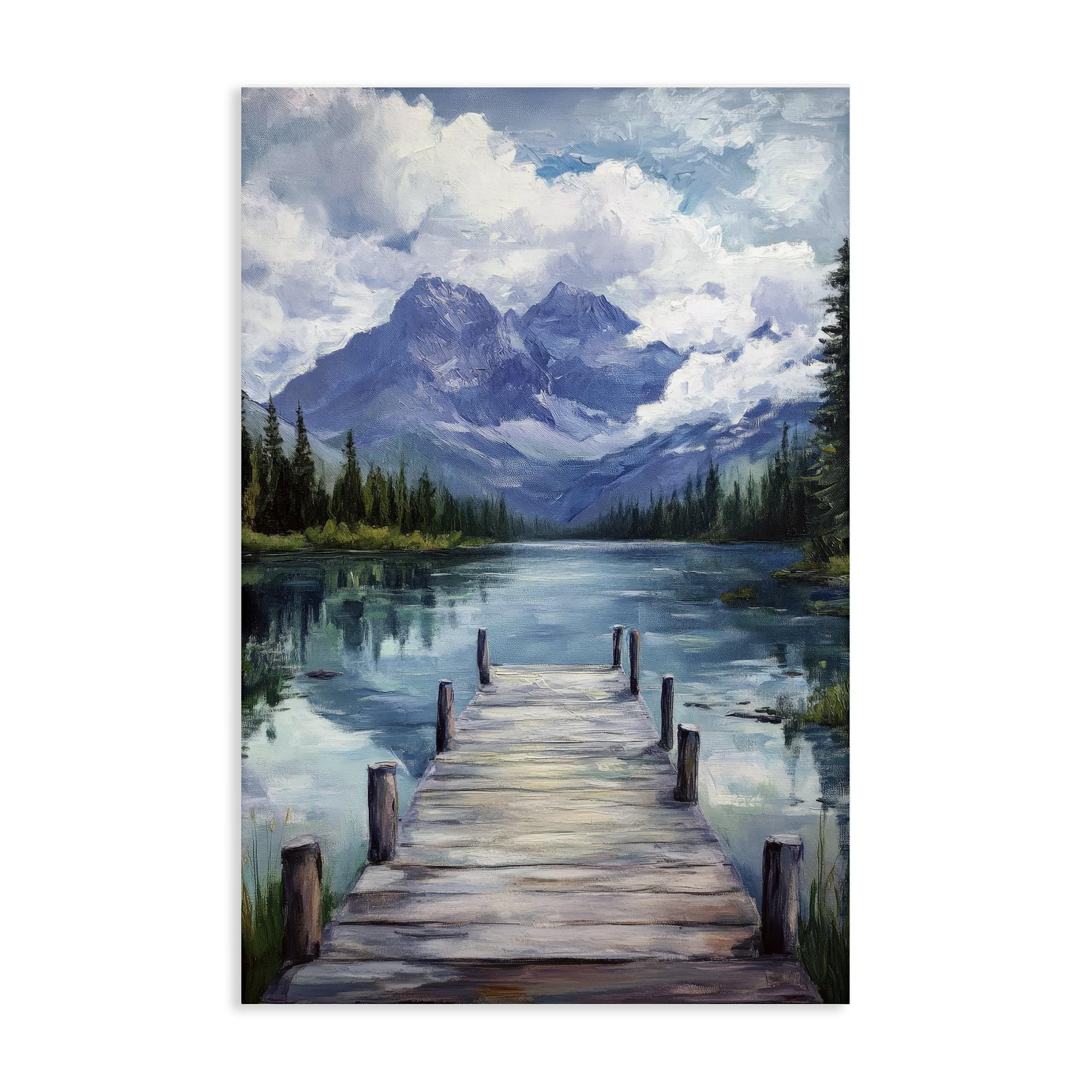 Stupell Industries Weathered Dock on Mountain Lake Canvas Wall Art, design by Petal Prints Design