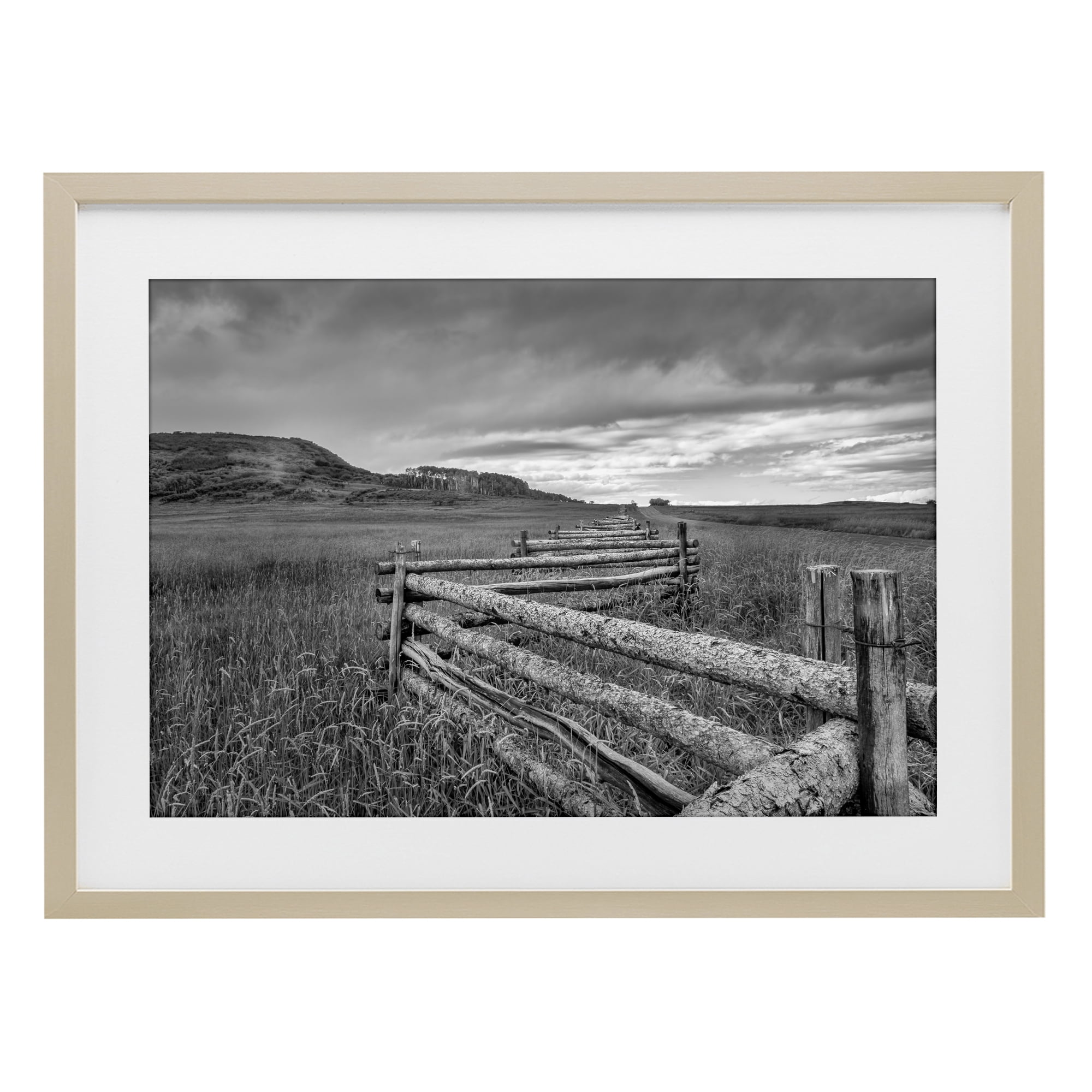 Stupell Industries Weathered Fence to Distant Horizon Birch Framed Print Under Glass, design by Jon Evan