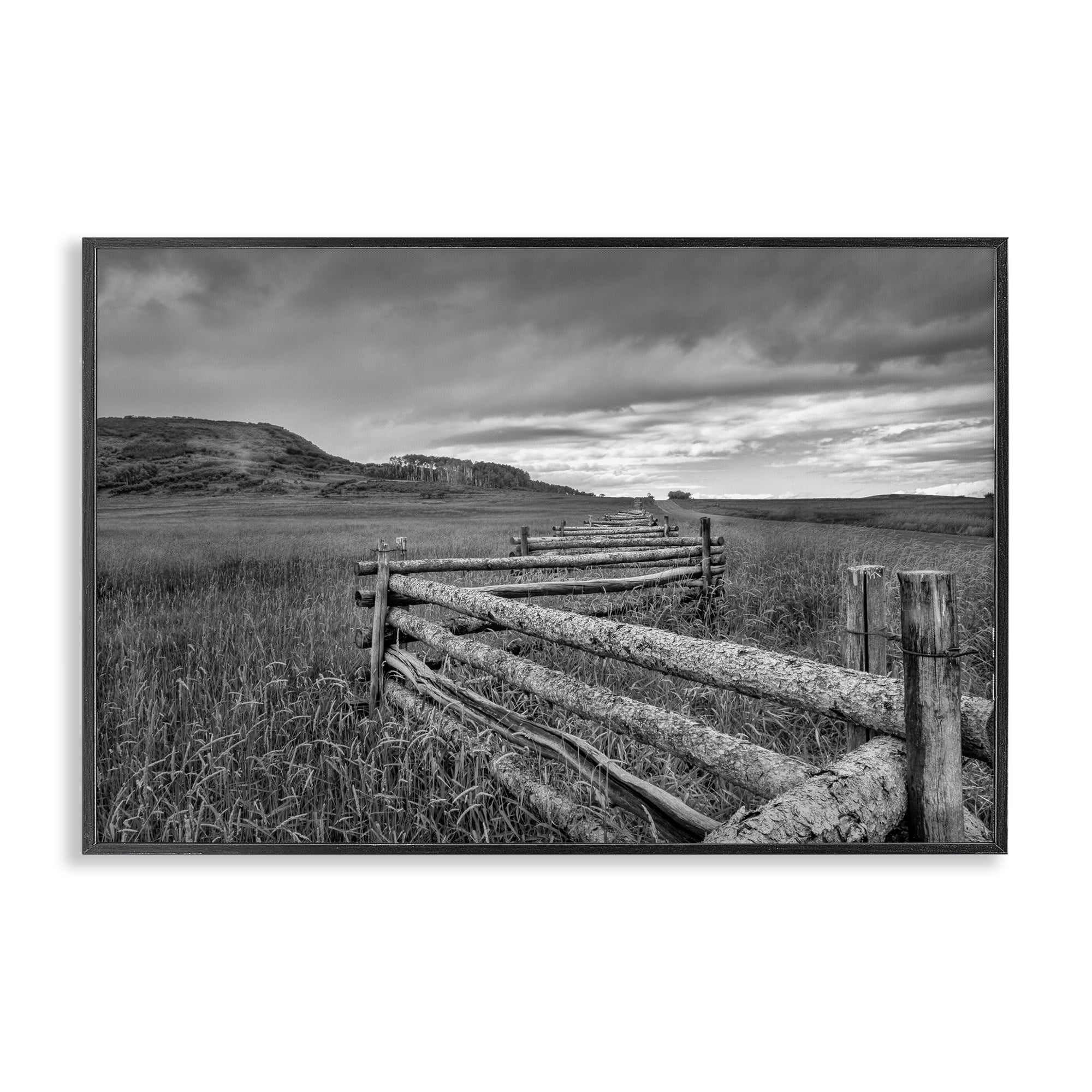 Stupell Industries Weathered Fence to Distant Horizon Black Framed Giclee Art, design by Jon Evan
