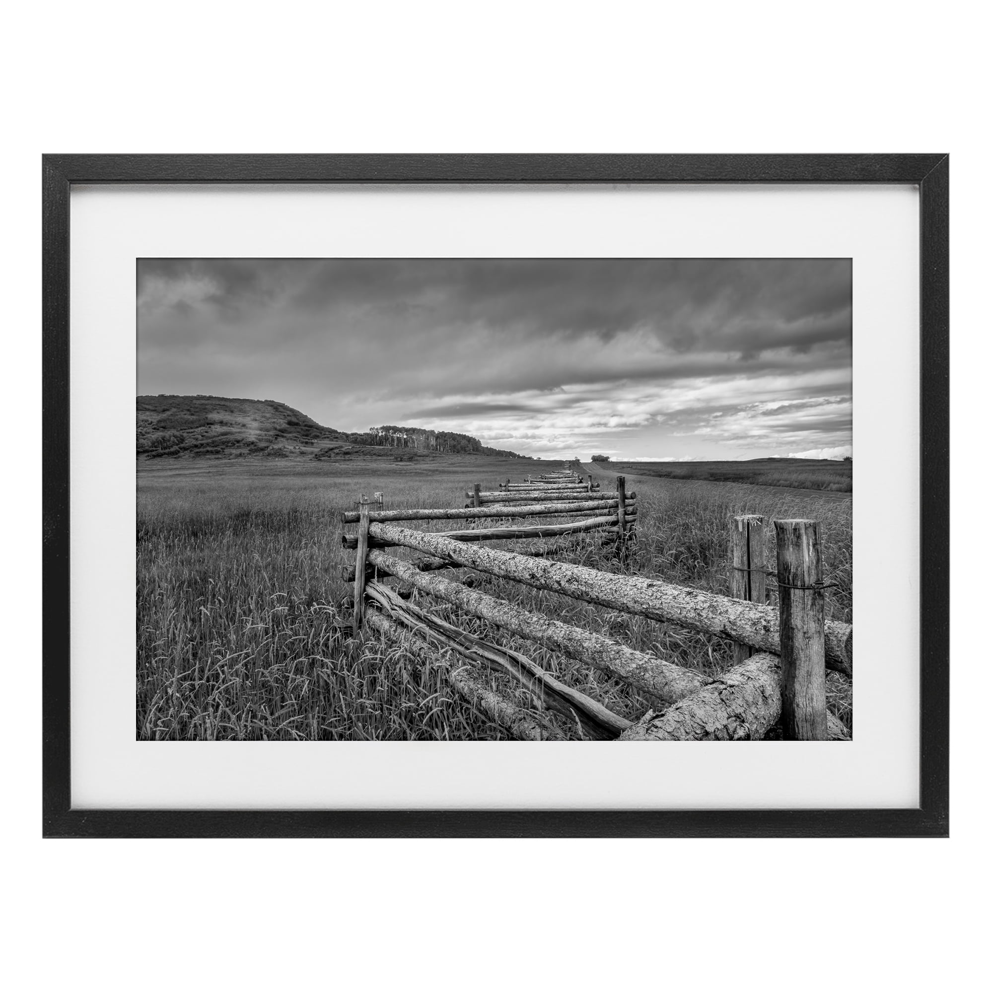 Stupell Industries Weathered Fence to Distant Horizon Black Framed Print Under Glass, design by Jon Evan