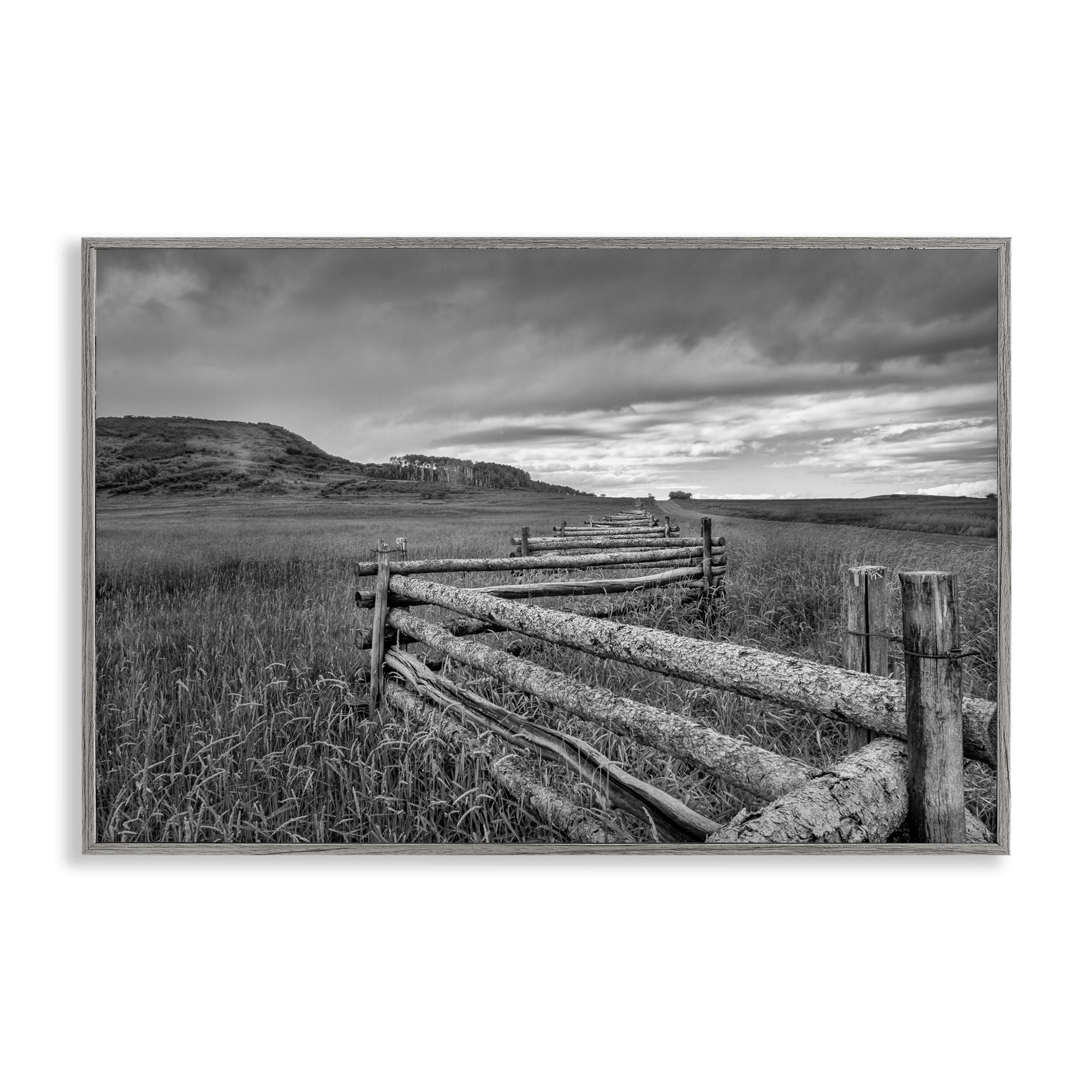 Stupell Industries Weathered Fence to Distant Horizon Gray Framed Giclee Art, design by Jon Evan