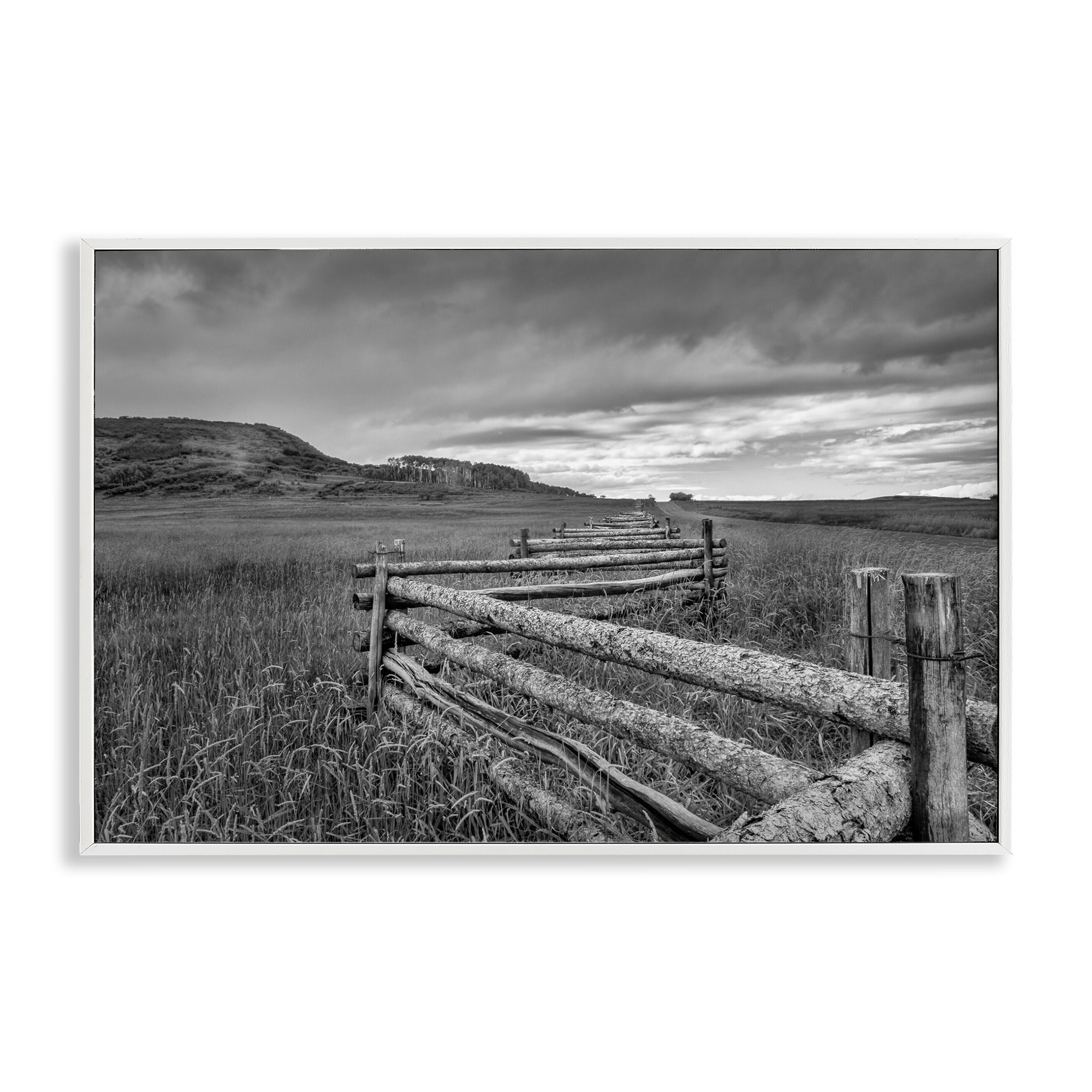 Stupell Industries Weathered Fence to Distant Horizon White Framed Giclee Art, design by Jon Evan
