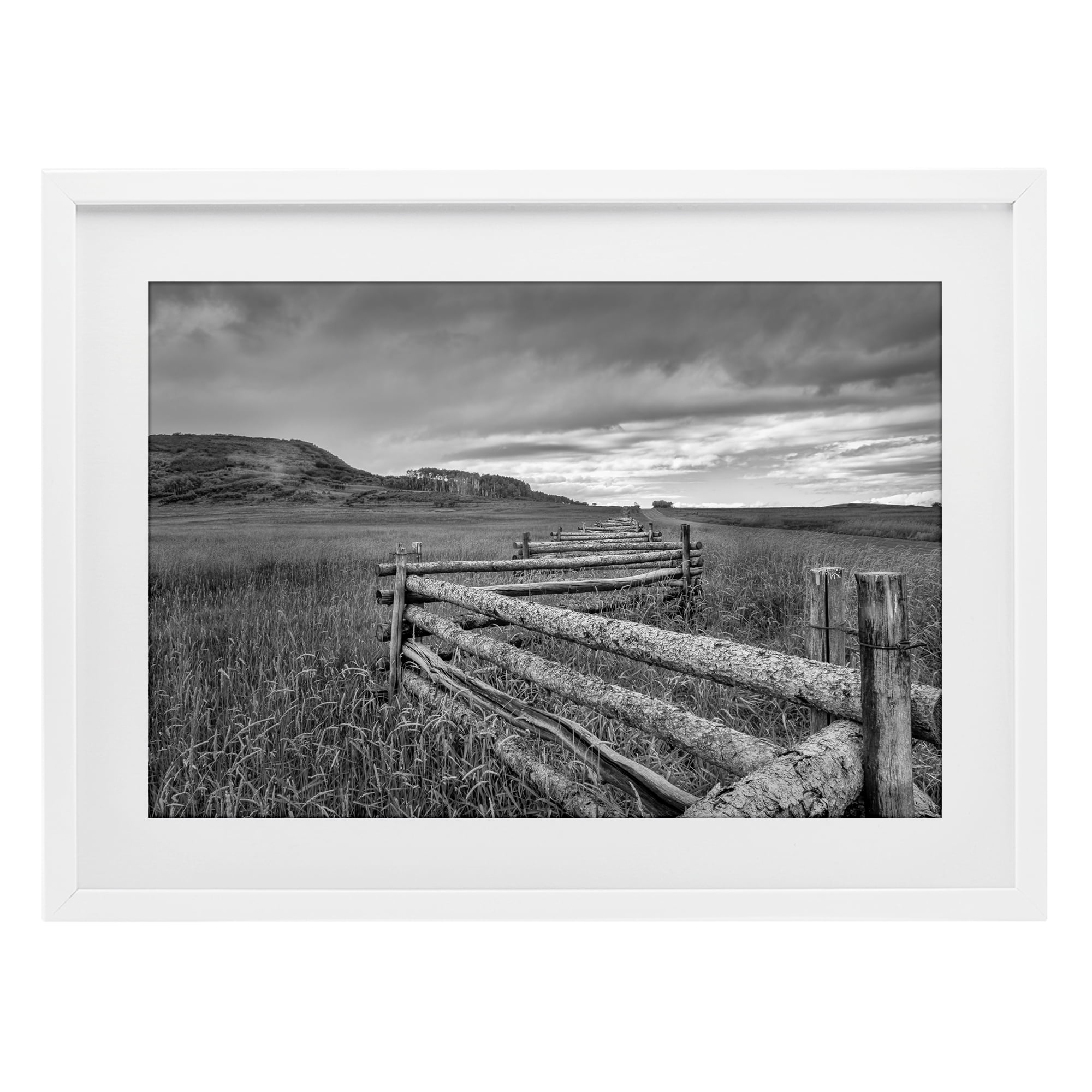 Stupell Industries Weathered Fence to Distant Horizon White Framed Print Under Glass, design by Jon Evan
