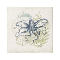 Stupell Industries Weathered Sea Life Overlay Pattern Aquatic Octopus Graphic Art Gallery Wrapped Canvas Print Wall Art, Design by Victoria Barnes