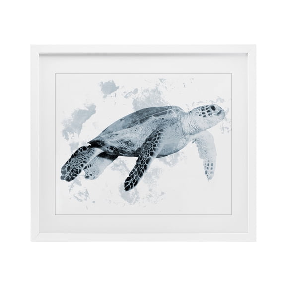 Stupell Industries Contemporary Weathered Sea Turtle White Framed Print Under Glass, 21 x 17, by Marcus Prime