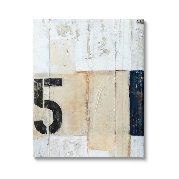 Stupell Industries Weathered Street Style Number 5 Stencil Rustic Abstract Painting Gallery Wrapped Canvas Print Wall Art, Design by Erin Ashley