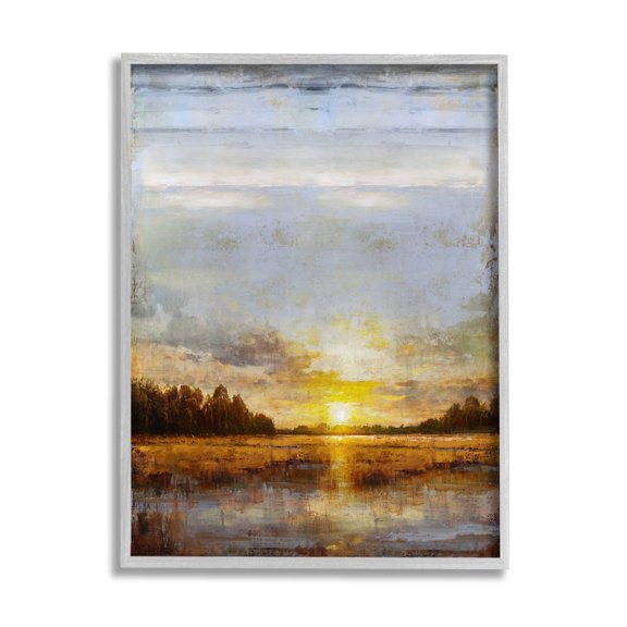 Stupell Industries Weathered Sunset Nature Scenery Graphic Art Gray Framed Art Print Wall Art, Design by Eric Turner