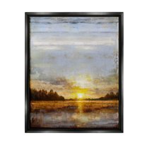 Stupell Industries Weathered Sunset Nature Scenery Graphic Art Jet Black Floating Framed Canvas Print Wall Art, Design by Eric Turner