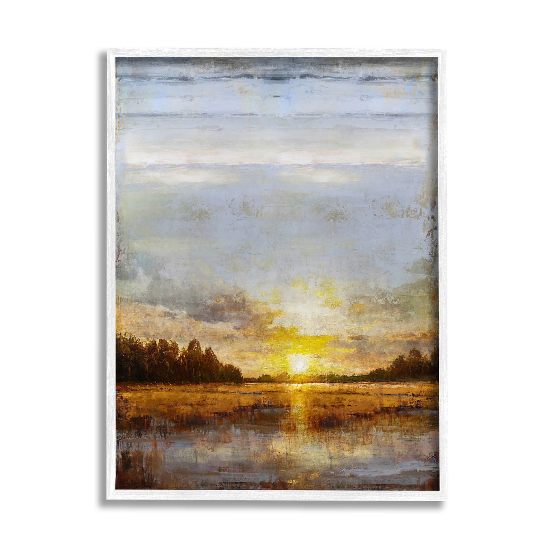 Stupell Industries Weathered Sunset Nature Scenery Graphic Art White Framed Art Print Wall Art, Design by Eric Turner