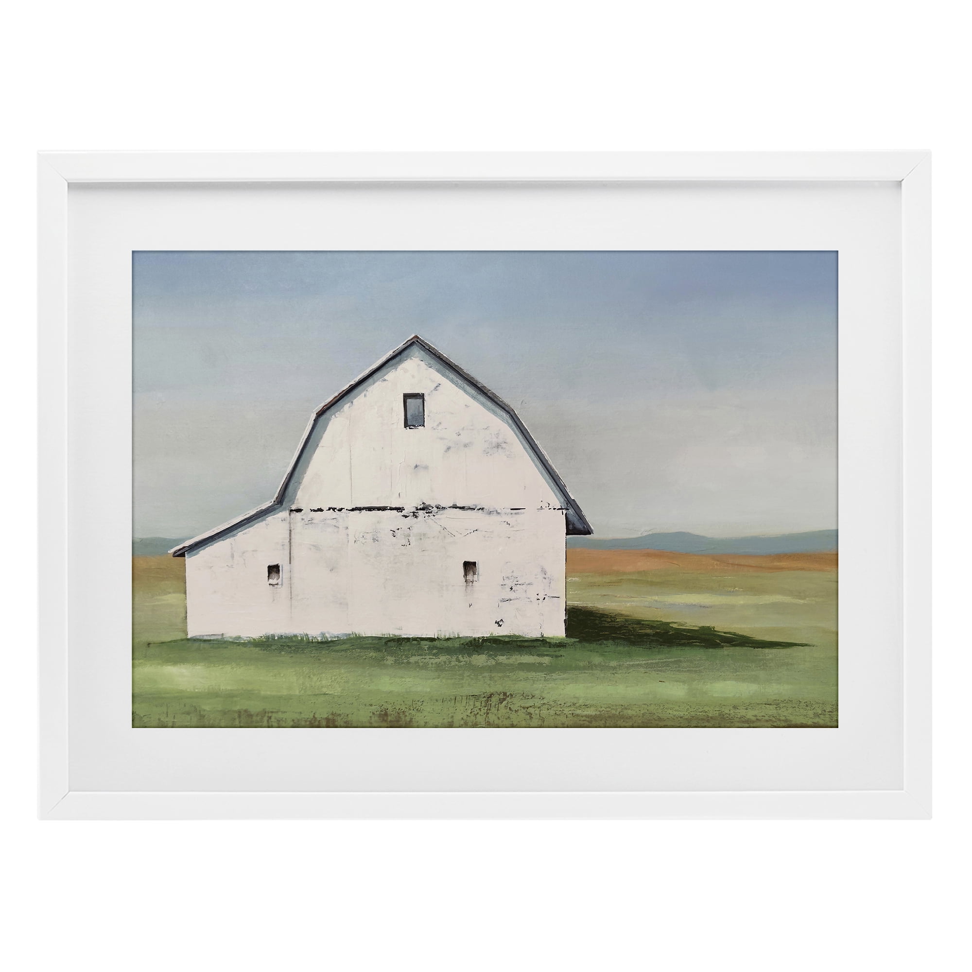 Stupell Industries Weathered and Wise Barn White Framed Print Under Glass, design by Max Maxx