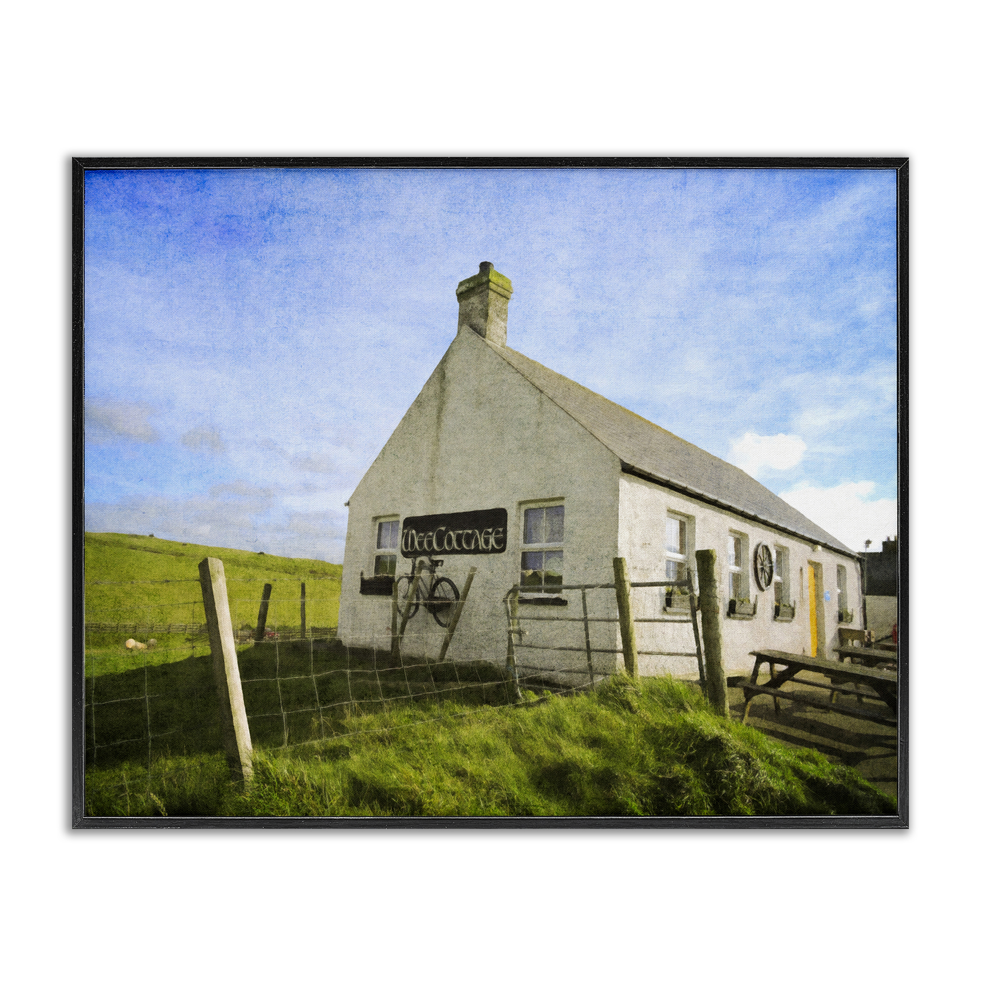 Stupell Industries Wee Cottage Countryside Landscape & Nature Painting Black Framed Art Print Wall Art, 20 x 16