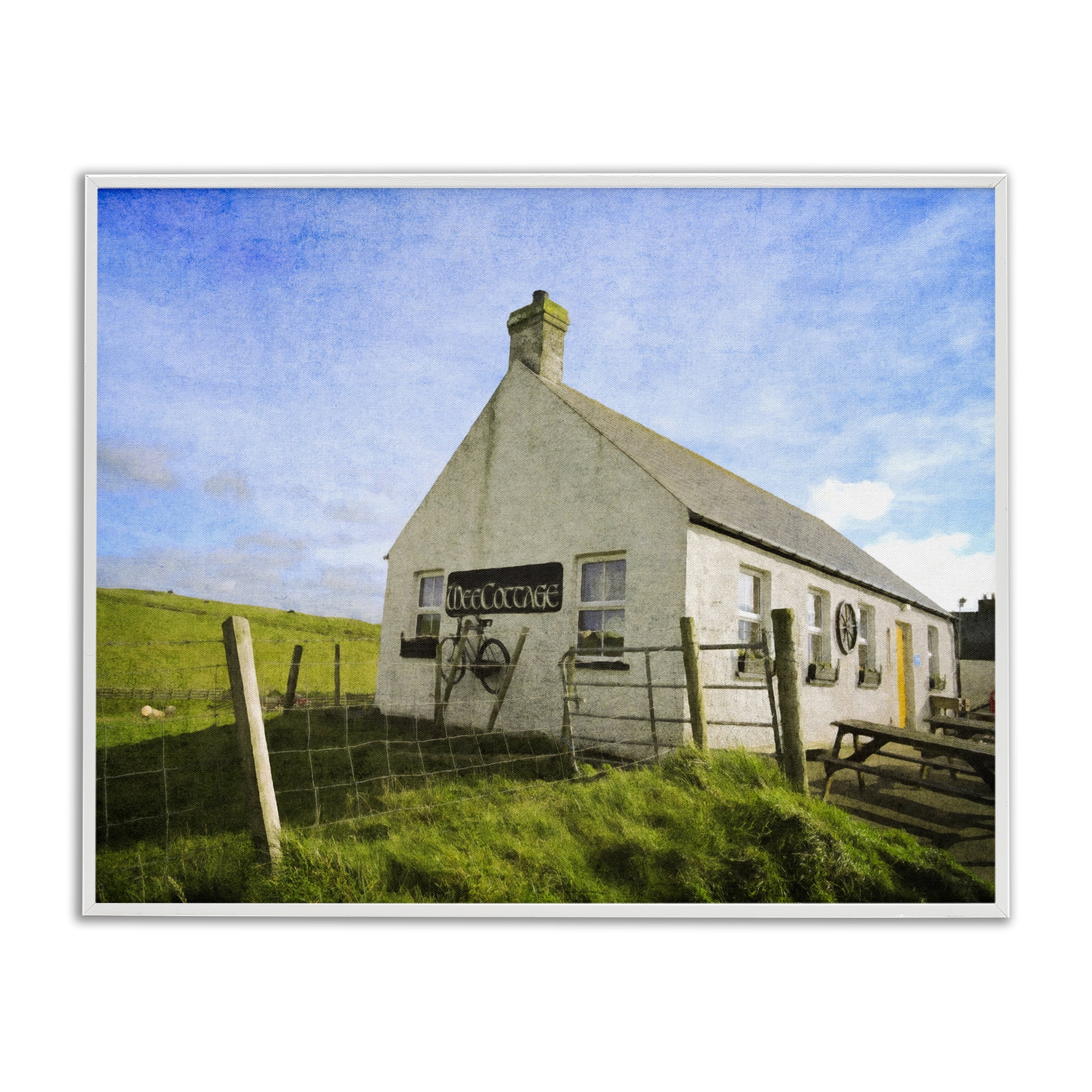 Stupell Industries Wee Cottage Countryside Landscape & Nature Painting White Framed Art Print Wall Art, 14 x 11
