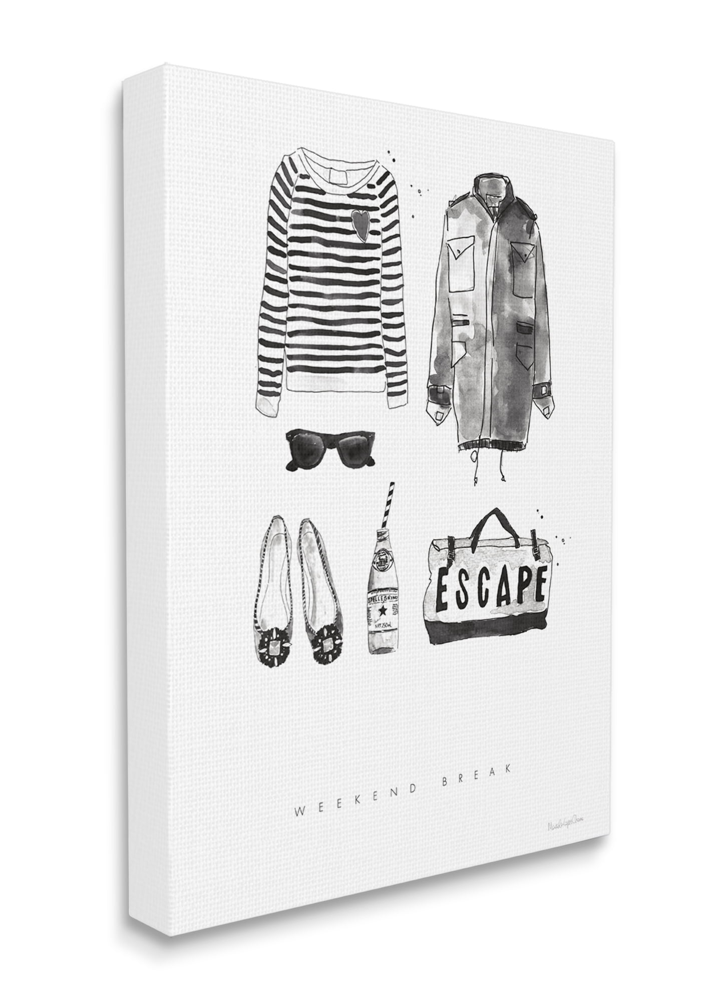 Stupell Industries Weekend Break Phrase Glam Fashion Mood Board Canvas Wall Art, 36 x 48, Design by Mercedes Lopez Charro