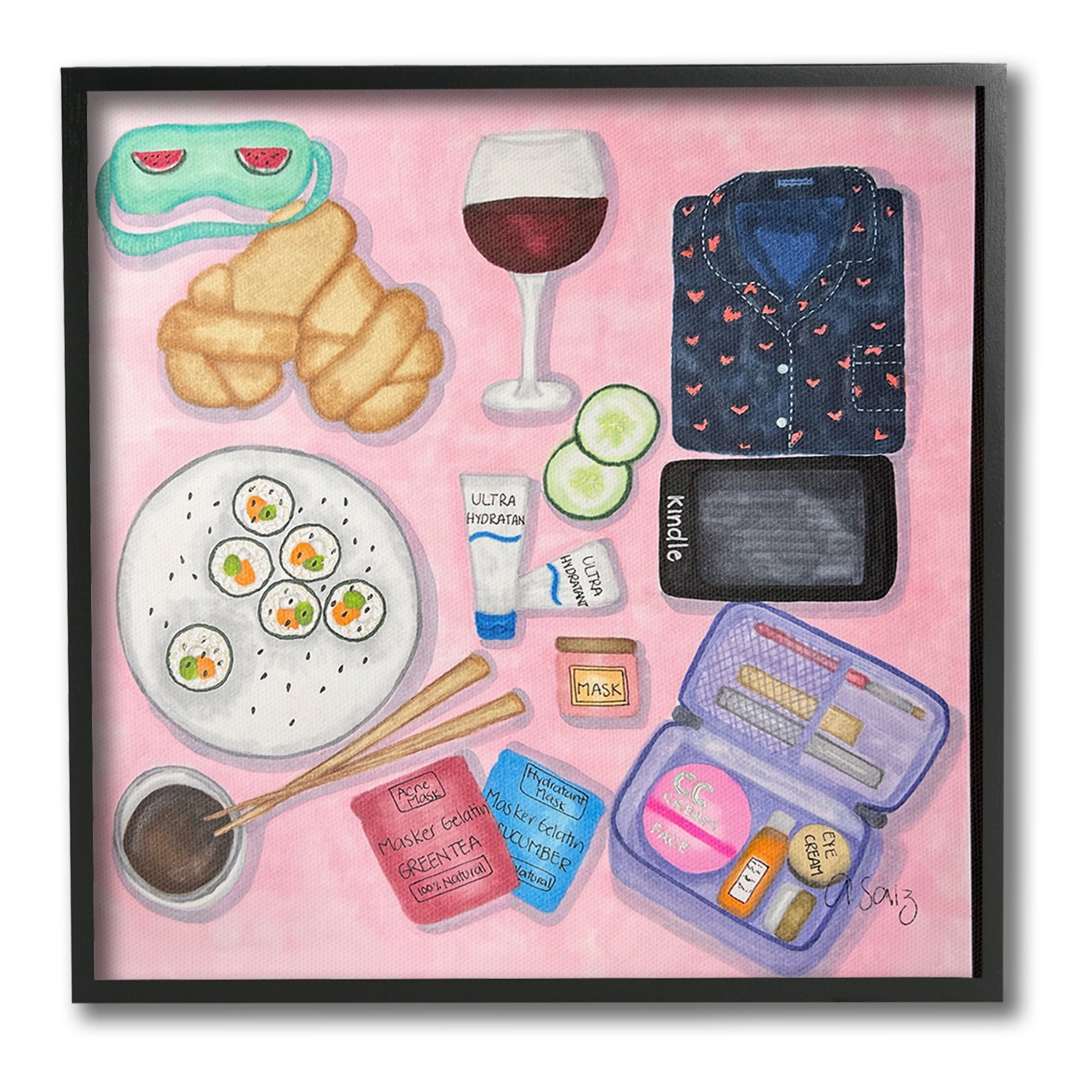 Stupell Industries Weekend Night In Food & Beverage Painting Black Framed Art Print Wall Art, 17 x 17