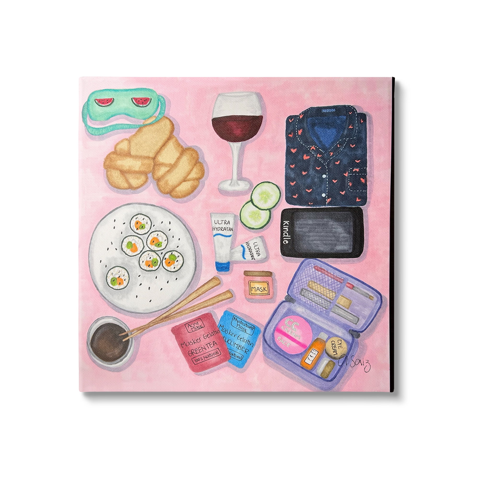 Weekend Night In Pink Canvas Wall Art, 36 x 36