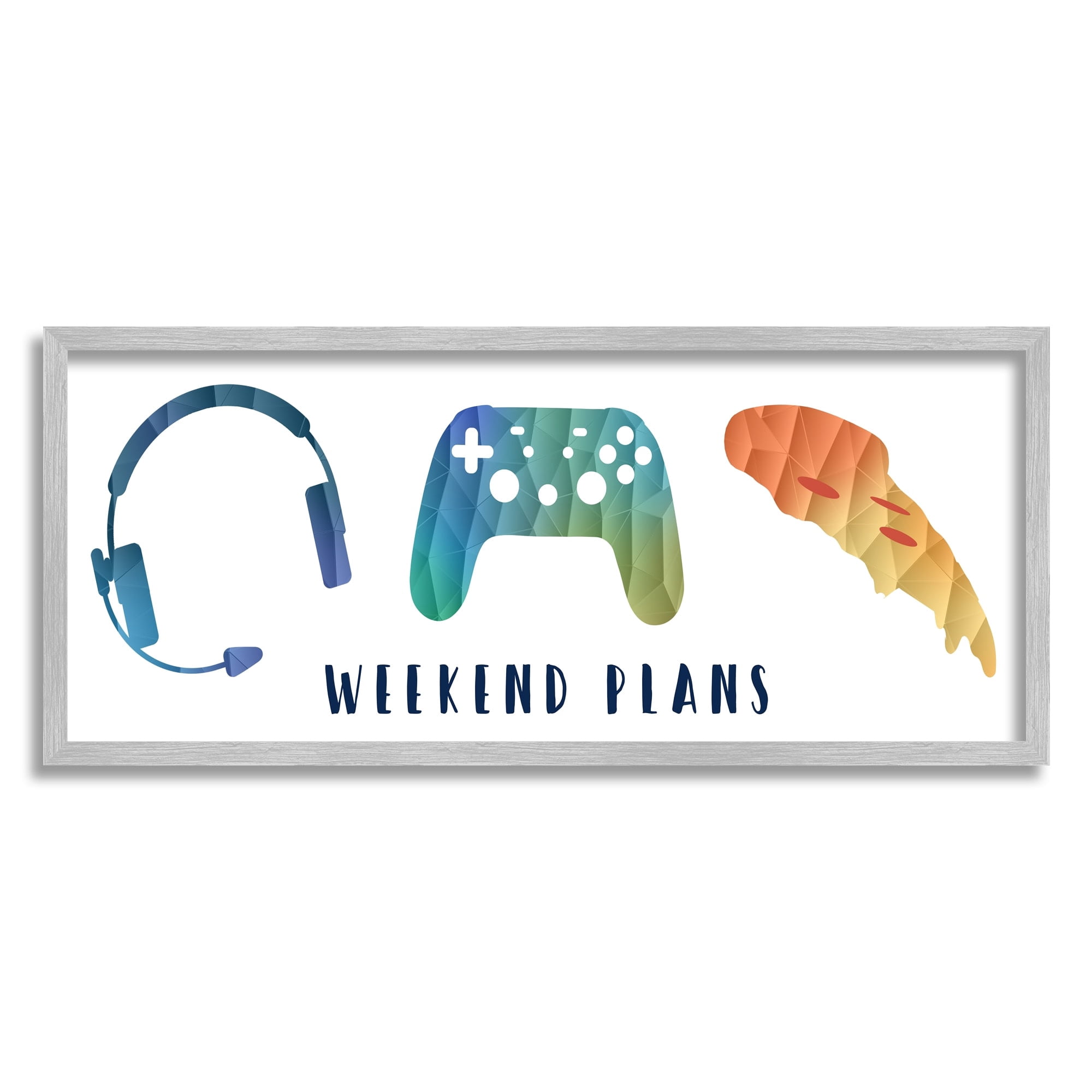 Stupell Industries Weekend Plans Pizza Video Games Modern Geometric Pattern, 30 x 13, Design by Daphne Polselli