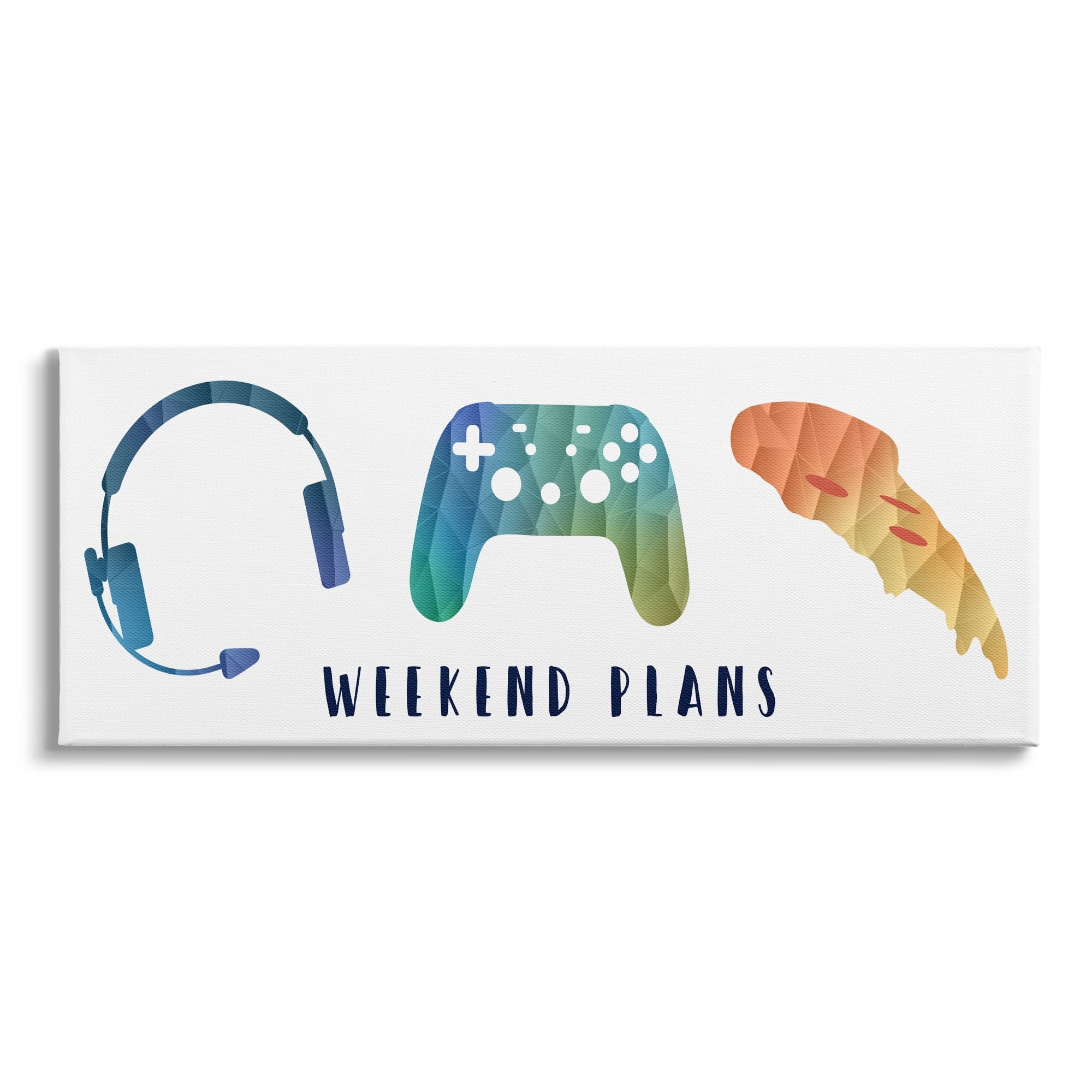 Stupell Industries Weekend Plans Pizza Video Games Modern Geometric Pattern, 40 x 17, Design by Daphne Polselli