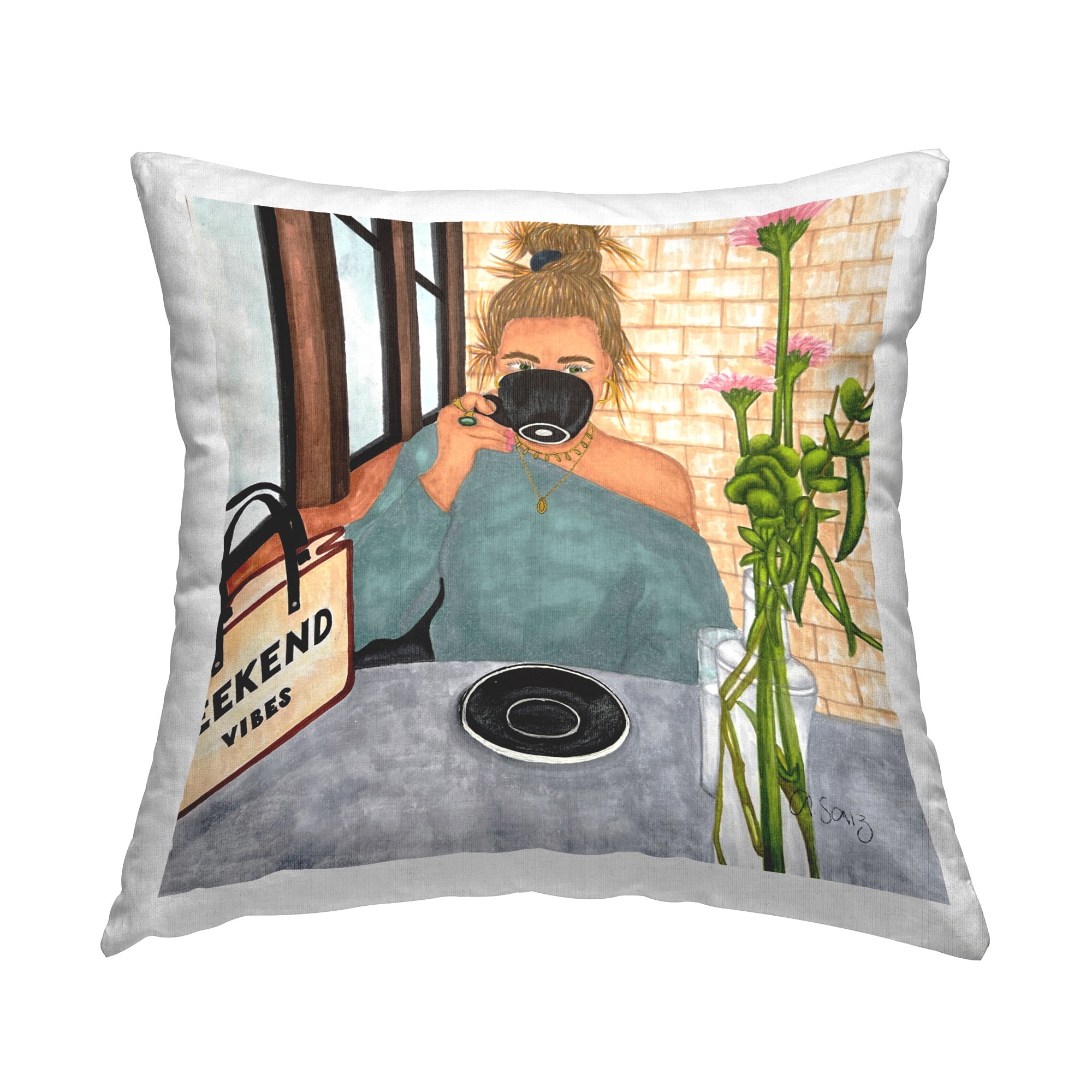 Stupell Industries Weekend Vibes Woman Decorative Printed Throw Pillow Design by Ale Saiz Studio