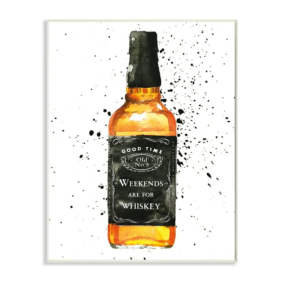 Stupell Industries Weekends Are For Whiskey Quote Liquor Bottle Wall Plaque, 10 x 15, Design by Mercedes Lopez Charro