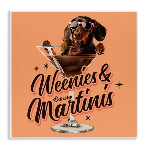Stupell Industries Weenie's & Espresso Martinis Animals Painting Unframed Art Print Wall Art, 12 x 12