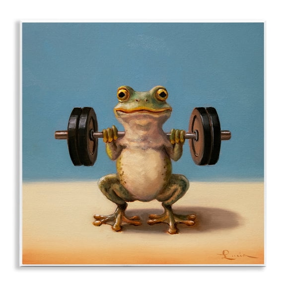 Stupell Industries Weightlifting Frog Training Sports & Sports Teams Painting Unframed Art Print Wall Art, 12 x 12
