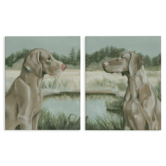 Stupell Industries Weimaraner Dog by Marsh Animals Painting Wrapped Canvas Art Print Wall Art, 16 x 20, Set of 2