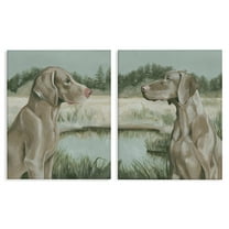 Stupell Industries Weimaraner Dog by Marsh Animals Painting Wrapped Canvas Art Print Wall Art, 16 x 20, Set of 2