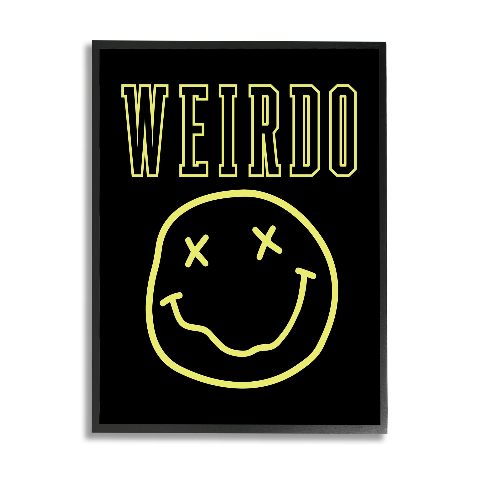 Stupell Industries Weirdo Phrase with Smiley Abstract Painting Black Framed Art Print Wall Art, 11 x 14