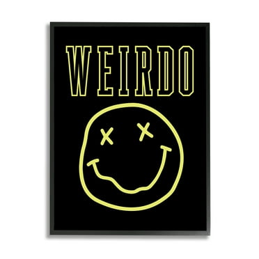 Stupell Industries Weirdo Phrase with Smiley Abstract Painting Black Framed Art Print Wall Art, 11 x 14